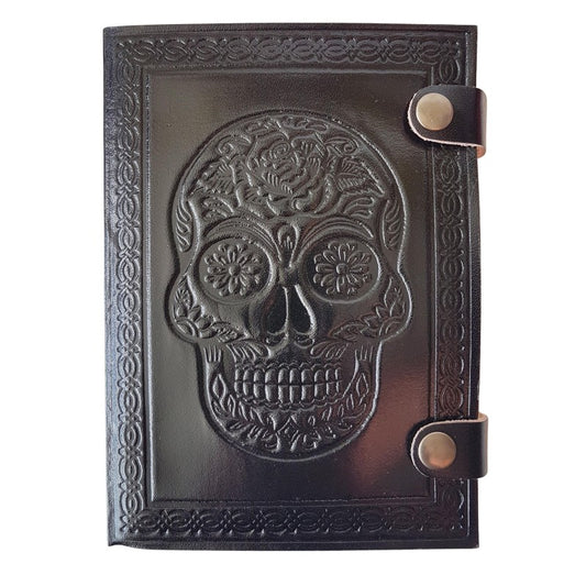 Black Leather Bound Sugarskull Design Journal.