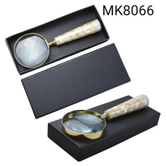 Gold Magnifying Glass With a Mother of Pearl Handle. 8 inches.